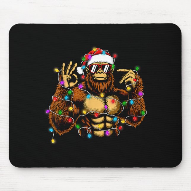 Funny Six Seven 6 7 Meme Bigfoot Christmas Lights  Mousepad (Vorne)