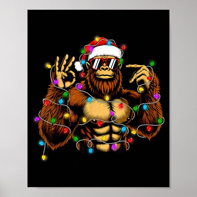 Funny Six Seven 6 7 Meme Bigfoot Christmas Lights  Poster (Vorne)