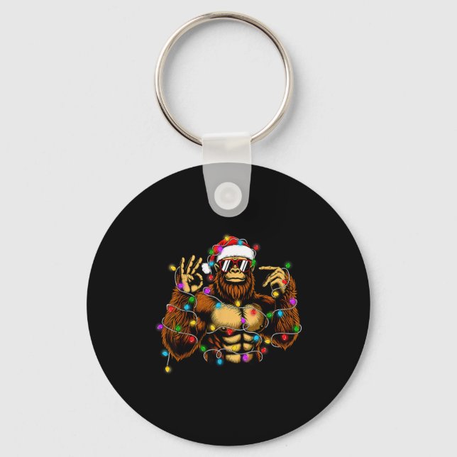 Funny Six Seven 6 7 Meme Bigfoot Christmas Lights  Schlüsselanhänger (Vorderseite)