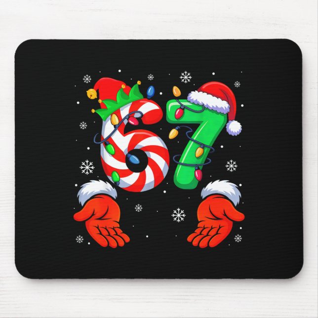 Funny Six Seven 6 7 Meme Christmas Family Xmas San Mousepad (Vorne)