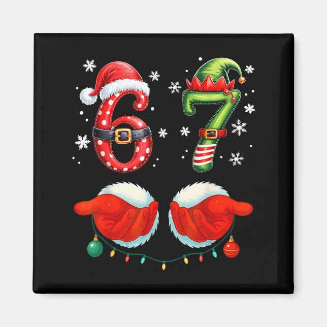 Funny Six Seven 6 7 Meme Christmas Humor Santa Elf Magnet (Vorne)
