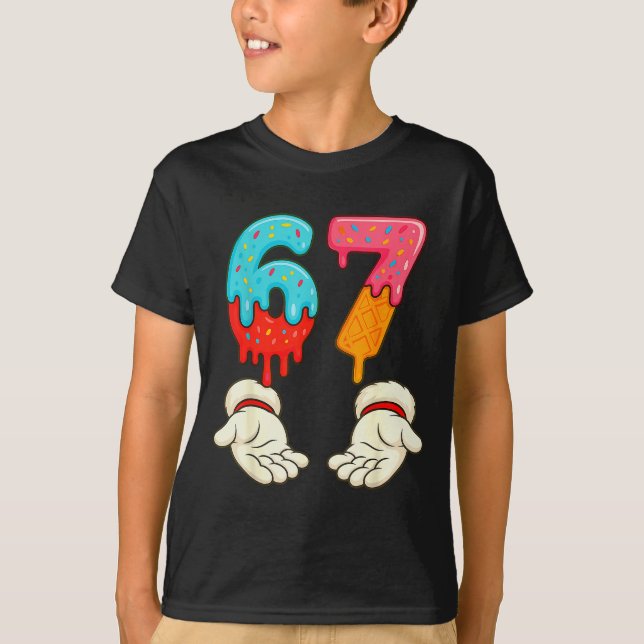 Funny Six Seven 6 7 Meme Christmas Ice Cream Drip  T-Shirt (Vorderseite)