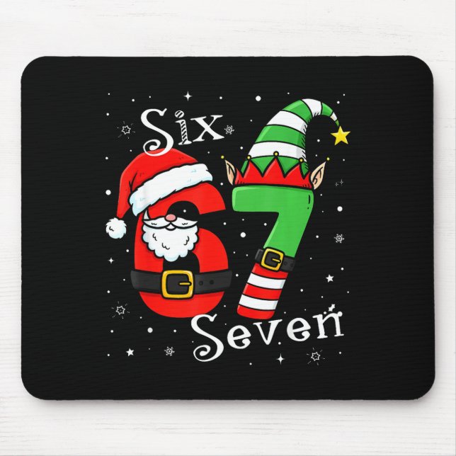 Funny Six Seven 6 7 Meme Christmas Santa Elf Numbe Mousepad (Vorne)