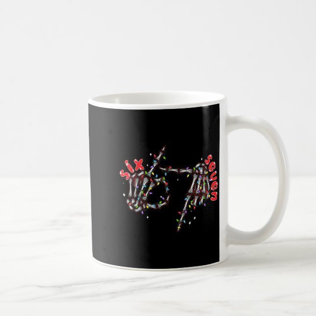 Funny Six Seven 6 7 Meme Couple Christmas Hand Ske Kaffeetasse (Rechts)