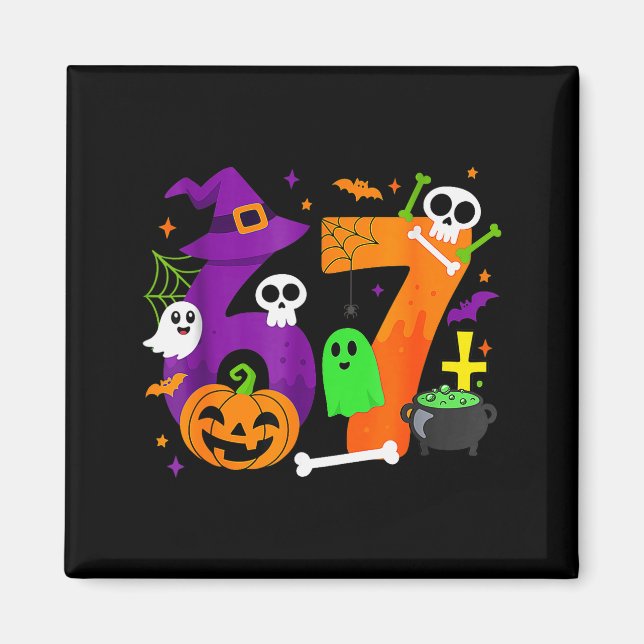 Funny Six Seven 6 7 Meme Design Couples Halloween  Magnet (Vorne)