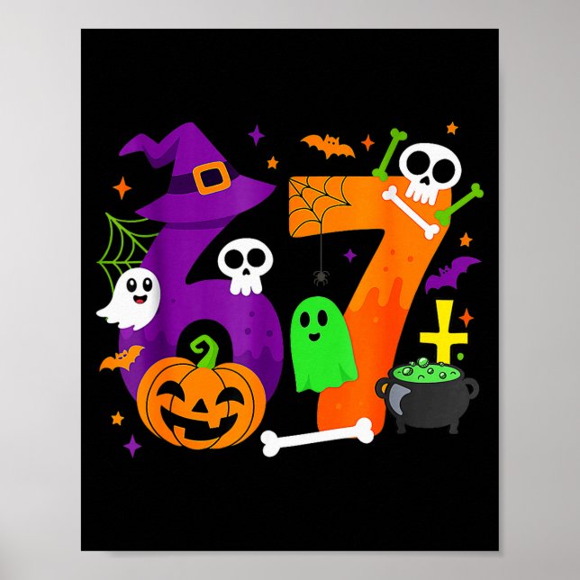 Funny Six Seven 6 7 Meme Design Couples Halloween  Poster (Vorne)