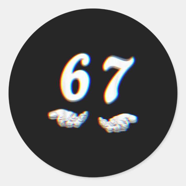 Funny Six Seven 6 7 Meme Gen Alpha Slang 67 Glitch Runder Aufkleber (Vorderseite)