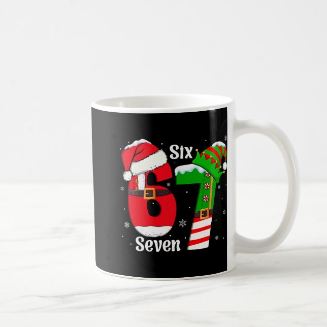 Funny Six Seven 6 7 Meme Gen Alpha Slang Santa Elf Kaffeetasse (Rechts)