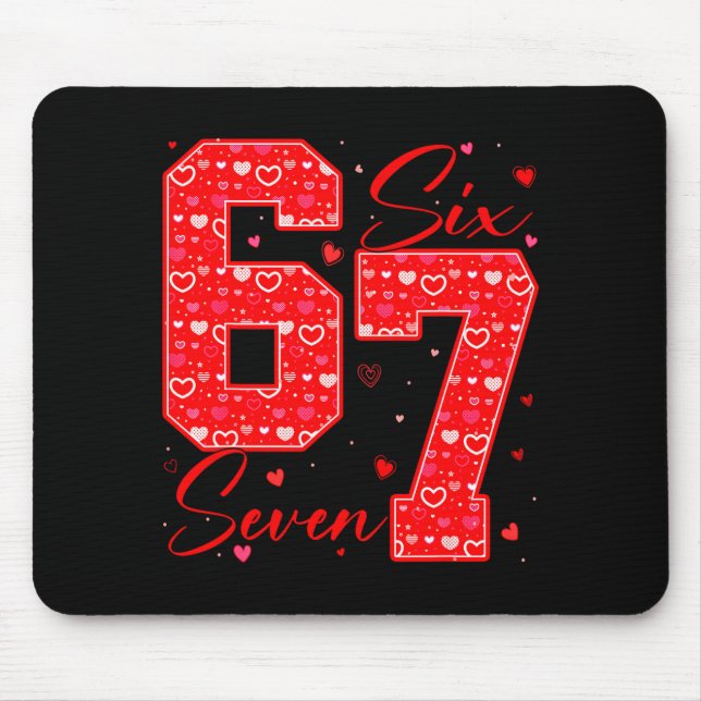 Funny Six Seven 6 7 Meme Hearts Cupid Valentines D Mousepad (Vorne)