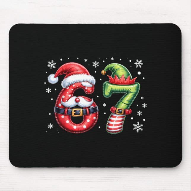 Funny Six Seven 6 7 Meme Humor Santa Elf 67 Christ Mousepad (Vorne)