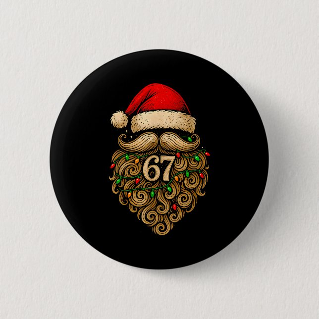 Funny Six Seven 6 7 Meme Santa Beard Christmas Men Button (Vorderseite)