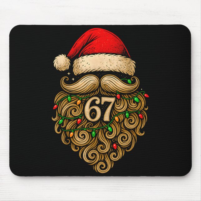 Funny Six Seven 6 7 Meme Santa Beard Christmas Men Mousepad (Vorne)