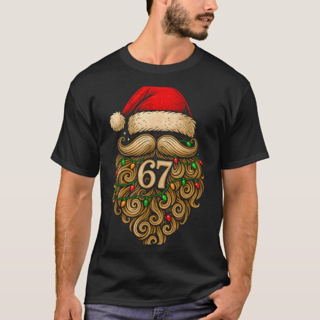 Funny Six Seven 6 7 Meme Santa Beard Christmas Men T-Shirt (Vorderseite)