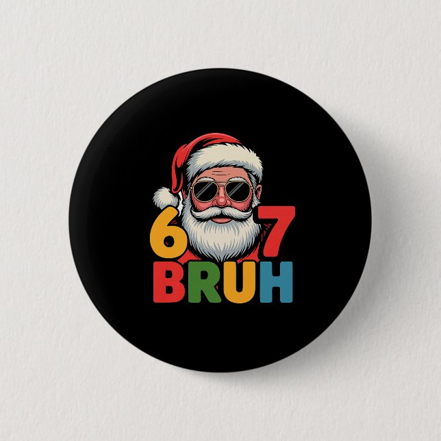 Funny Six Seven 6 7 Meme Santa Christmas Men Boys  Button (Vorderseite)