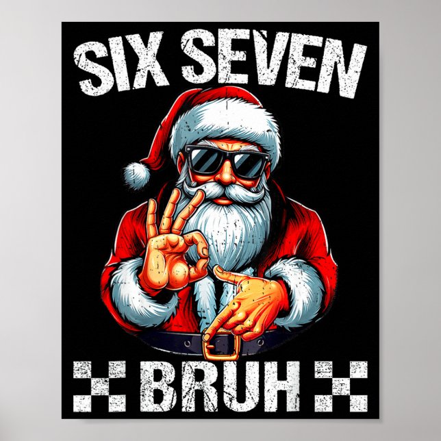 Funny Six Seven 6 7 Meme Santa Christmas Shirt Men Poster (Vorne)