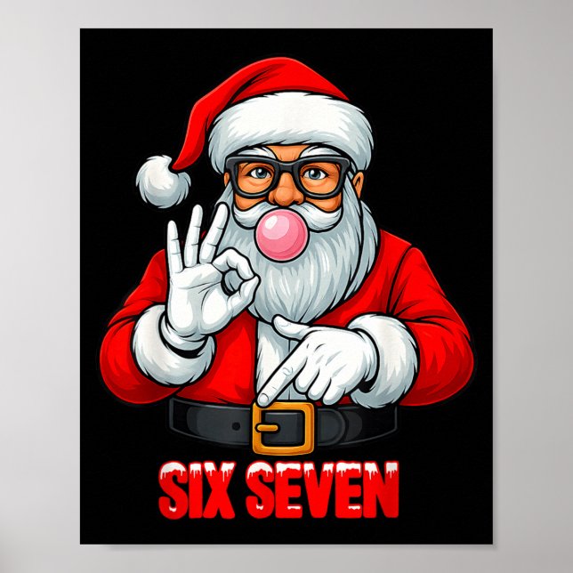Funny Six Seven 6 7 Meme Santa Christmas Shirt Men Poster (Vorne)