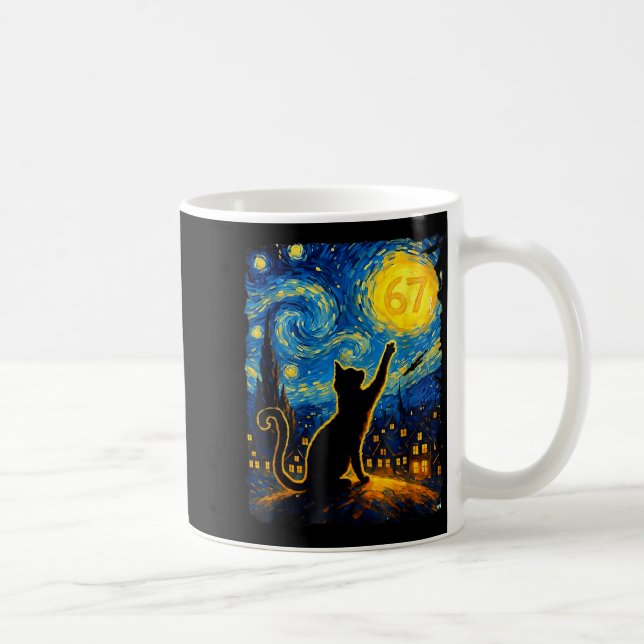 Funny Six Seven 6 7 Meme Starry Night Van Gogh Bla Kaffeetasse (Rechts)