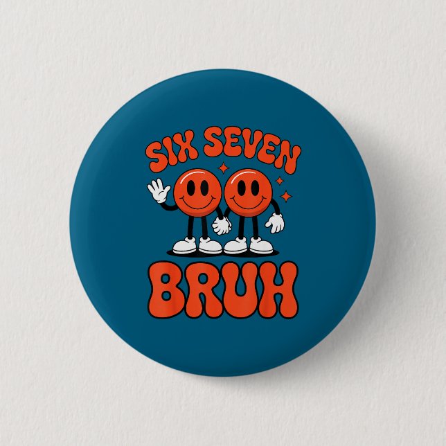 Funny Six Seven 6 7 Meme Valentine Hearts Valentin Button (Vorderseite)