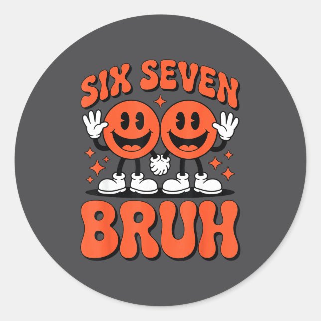 Funny Six Seven 6 7 Meme Valentine Hearts Valentin Runder Aufkleber (Vorderseite)