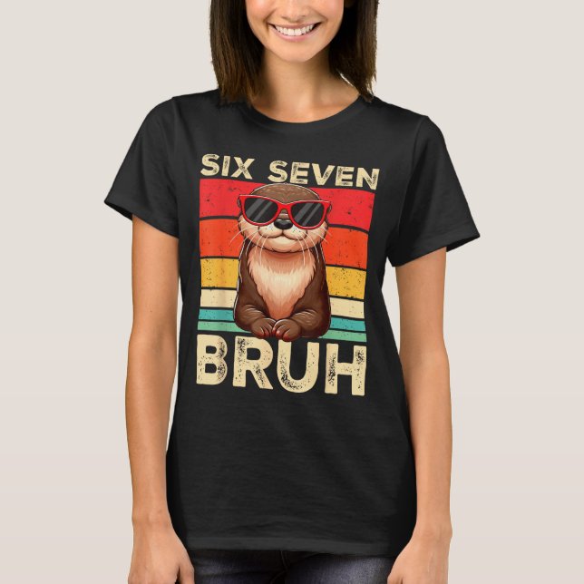 Funny Six Seven Bruh 6 7 Otter Meme Kids Boys Men  T-Shirt (Vorderseite)