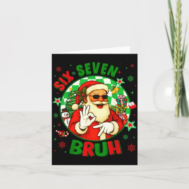 Funny Six Seven Bruh Santa Meme 67 Christmas Boy G Karte (Vorderseite)