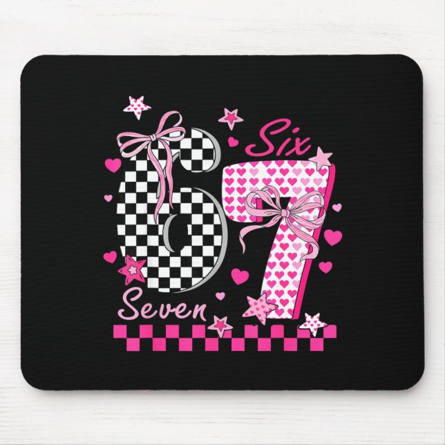 Funny Six Seven Coquette 6 7 Meme Men Women Valent Mousepad (Vorne)