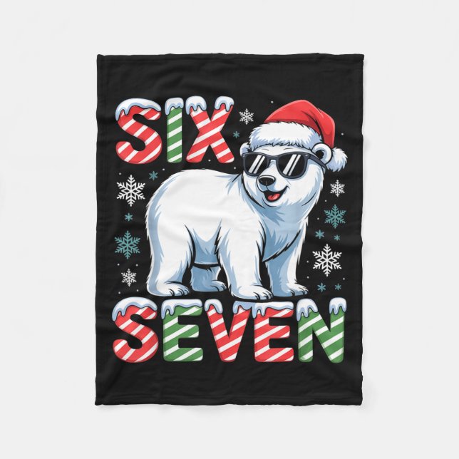 Funny Six Seven Lar Bear Christmas 67 Santa Hat Wi Fleecedecke (Vorderseite)
