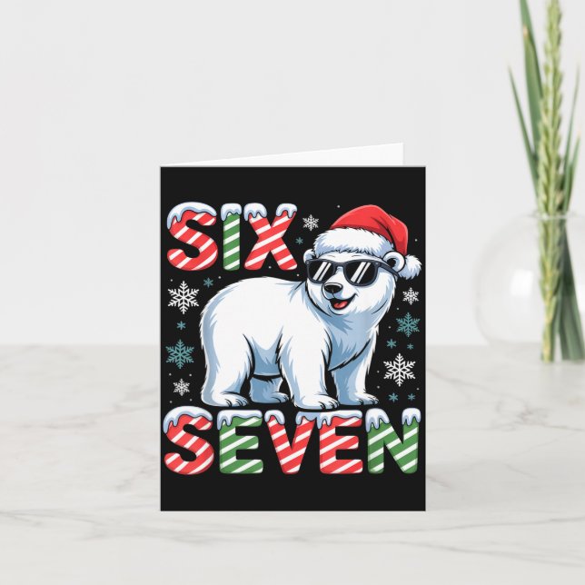 Funny Six Seven Lar Bear Christmas 67 Santa Hat Wi Karte (Vorderseite)