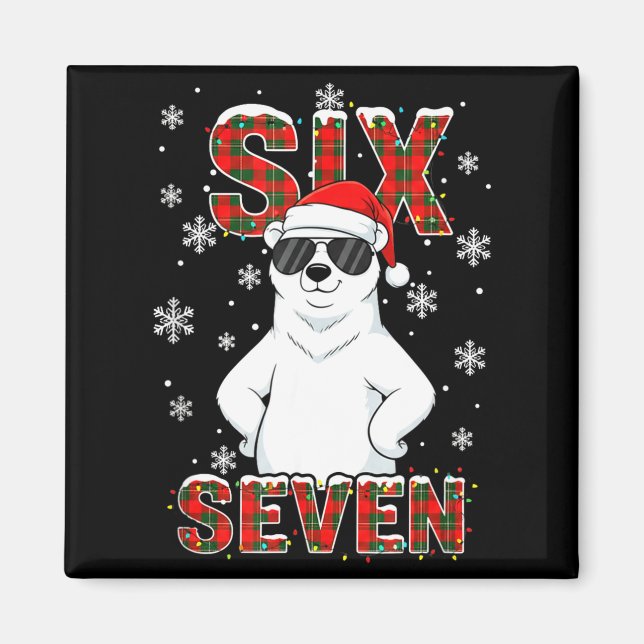 Funny Six Seven Lar Bear Christmas 67 Santa Hat Wi Magnet (Vorne)