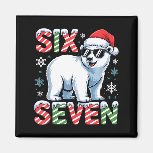 Funny Six Seven Lar Bear Christmas 67 Santa Hat Wi Magnet (Vorne)