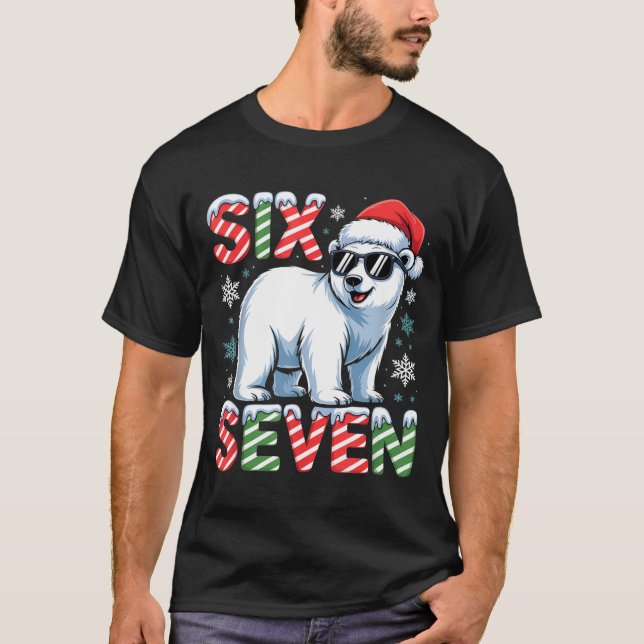 Funny Six Seven Lar Bear Christmas 67 Santa Hat Wi T-Shirt (Vorderseite)