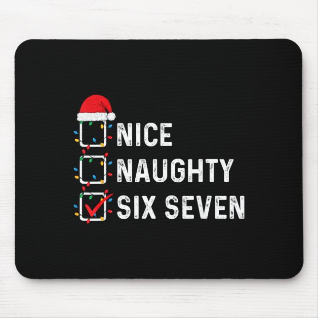 Funny Six Seven Meme 67 Christmas List Nice Naught Mousepad (Vorne)