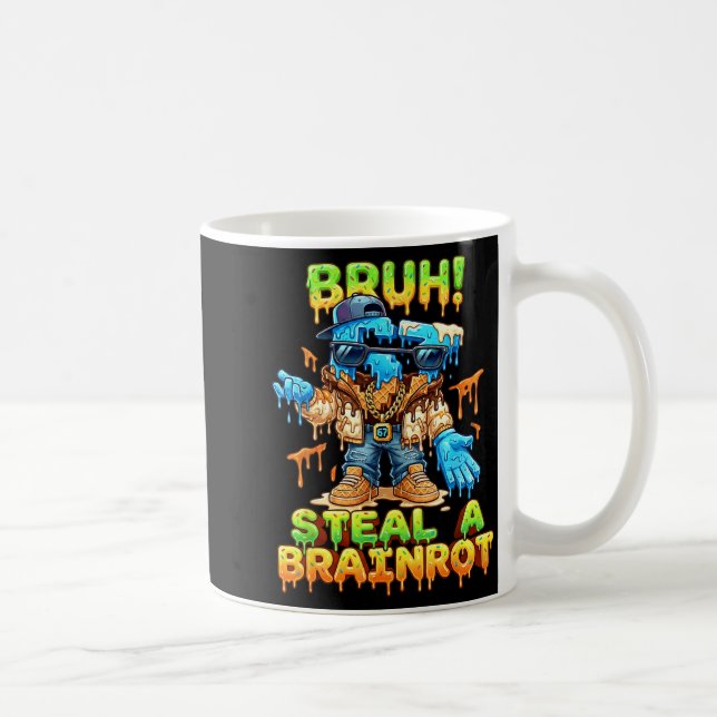 Funny Six Seven Meme - Bruh Steal A Brainrot - Fun Kaffeetasse (Rechts)