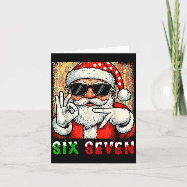 Funny Six Seven Meme Christmas Cool Santa Saying 6 Karte (Vorderseite)