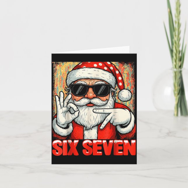 Funny Six Seven Meme Christmas Cool Santa Saying 6 Karte (Vorderseite)