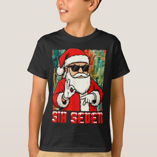 Funny Six Seven Meme Christmas Cool Santa Saying 6 T-Shirt (Vorderseite)