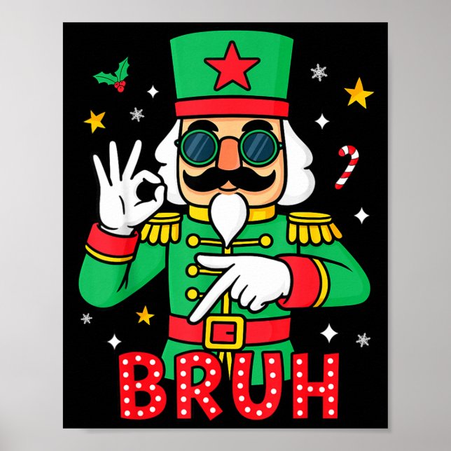 Funny Six Seven Meme Christmas Nutcracker Bruh Men Poster (Vorne)