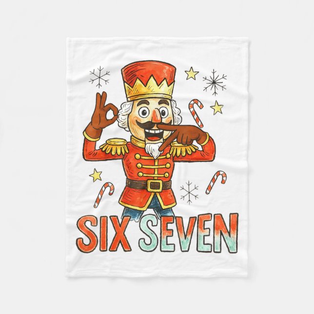 Funny Six Seven Meme Christmas Nutcracker Men Wome Fleecedecke (Vorderseite)