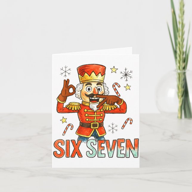 Funny Six Seven Meme Christmas Nutcracker Men Wome Karte (Vorderseite)