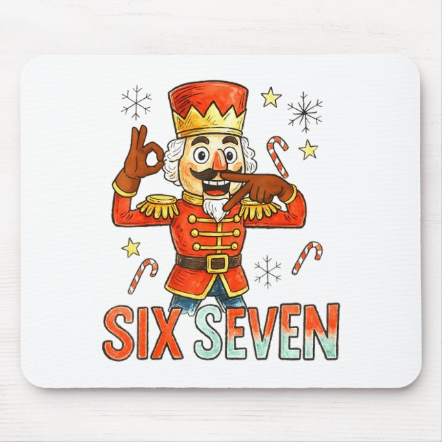 Funny Six Seven Meme Christmas Nutcracker Men Wome Mousepad (Vorne)