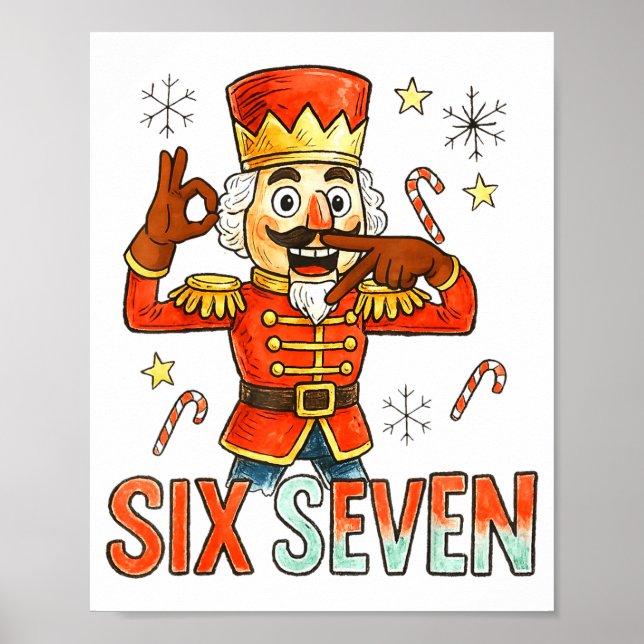 Funny Six Seven Meme Christmas Nutcracker Men Wome Poster (Vorne)