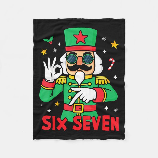 Funny Six Seven Meme Christmas Nutcracker Saying 6 Fleecedecke (Vorderseite)