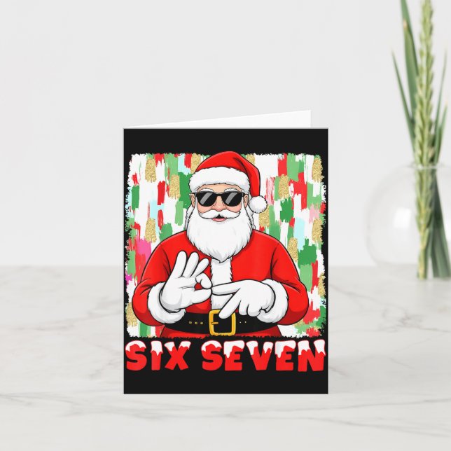 Funny Six Seven Meme Christmas Santa Saying 6 7 Bo Karte (Vorderseite)