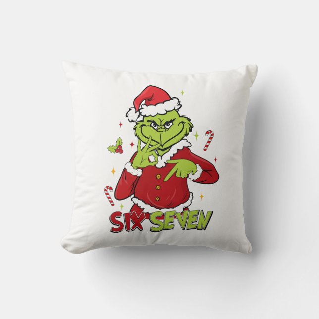 Funny Six Seven Meme Christmas | Viral 6 7 Mean Gu Kissen (Vorderseite)
