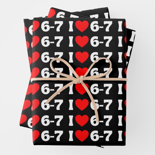 Funny Six Seven Meme “I Love 6-7” Pattern Geschenkpapier Set (Beispiel)