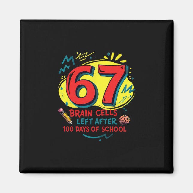 Funny Six Seven Meme Teacher Student Kids 100 Days Magnet (Vorne)