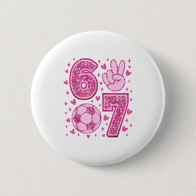 Funny Six Seven Soccer Valentines Day Men Women Ki Button (Vorderseite)