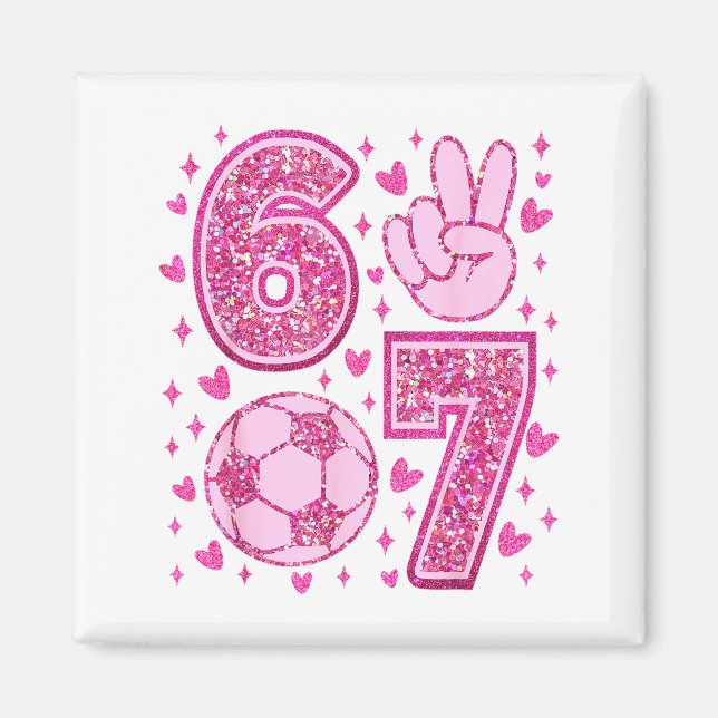 Funny Six Seven Soccer Valentines Day Men Women Ki Magnet (Vorne)