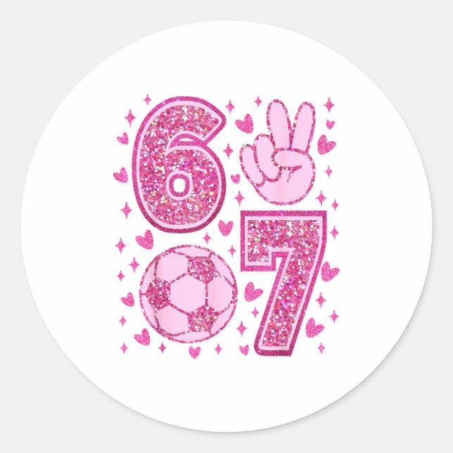 Funny Six Seven Soccer Valentines Day Men Women Ki Runder Aufkleber (Vorderseite)