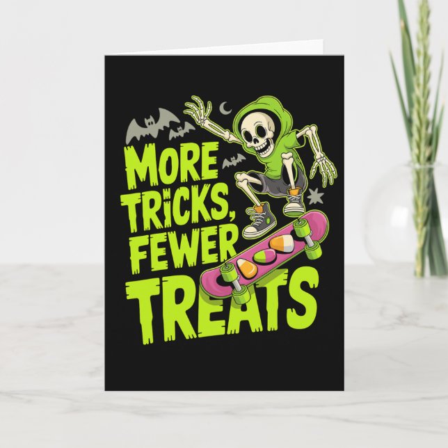 Funny Skateboard Halloween Skeleton Ghost Spooky S Karte (Vorderseite)
